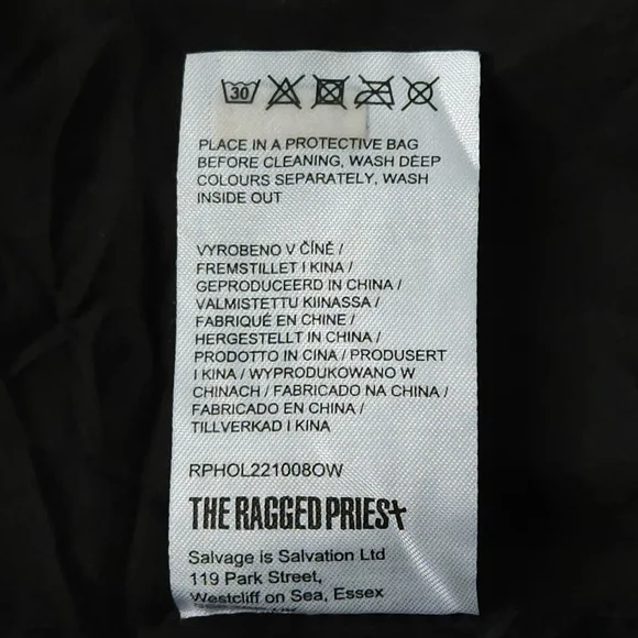 The Ragged Priest 6 Black Silver Flame‎ Trench Coat Y2K Alt Festival Rave Goth - Picture 7 of 12